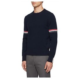 Thom Browne Milano Stitch RWB Stripe Men's Pullover Knit Blue