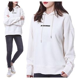Jil Sander T-shirt com capuz para mulher com alça tecida com logo impresso Branco