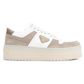 Prada Downtown Bold Leder-Sneaker Braun