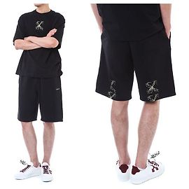 Off White Splash Arrow Logo Embossed Training Half Negro