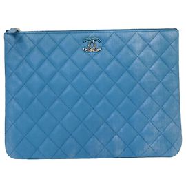 Chanel Clutch Medium Azul Gradiente com Logótipo CC Grande Azul