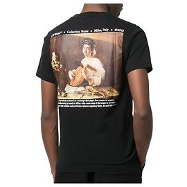 Off White Carvaggio T-Shirt mit Lauten-Print Schwarz Schwarz
