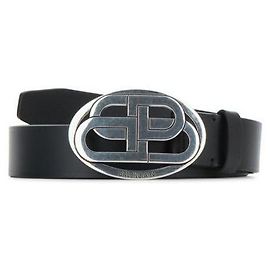 Cinturón Balenciaga Oval BB de cuero negro Negro