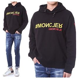 Moncler Grenoble Logo Patch Fleece Hoodie Schwarz