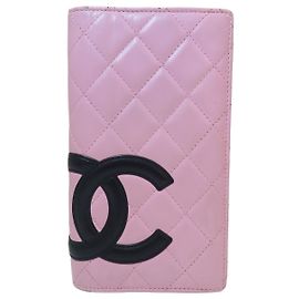 Chanel Pink Leather Long Wallet Pink