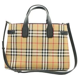 Burberry Sac cabas Medium Vintage Check Banner Marron