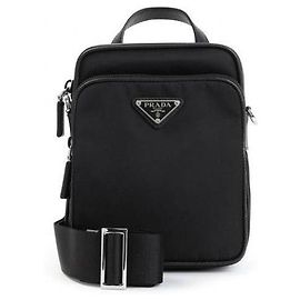Prada Borsa a tracolla in pelle Saffiano e Re-Nylon Nero