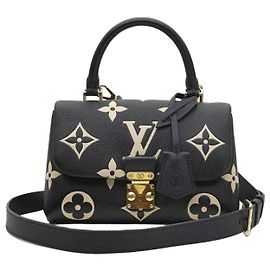 Louis Vuitton Black Beige Monogram Empreinte Madeleine BB Marrone