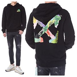 Off White Multicolor Brush Painted Arrow Hoodie Schwarz