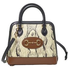 Gucci Python Horsebit Small Top Handle Marrom
