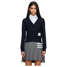 Thom Browne Weit gestrickter Wollcardigan mit V-Ausschnitt Blau
