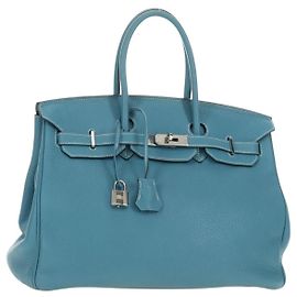 Hermès Hermes Birkin Blue Clemence com Palladium Hardware 35 Azul