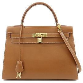 Hermès Hermes Kelly Brown Courchevel with Gold Hardware 32 Cammello