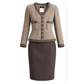 Tailleur gonna Chanel 94A lana bouclé marrone Marrone Gold hardware