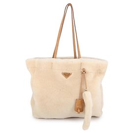 Prada Beige Suede Tote Bag Beige