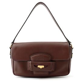 Miu Miu Benny Leather Handbag Dark brown