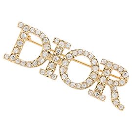 Christian Dior Strass-Brosche Golden