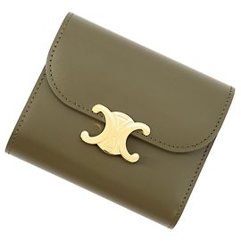 Céline Celine Triomphe Small Flap Wallet Khaki
