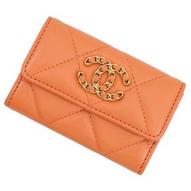 Chanel Kartenetui aus Lammleder Orange