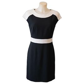 Escada Vestido Bicolor Negro y Blanco de Viscosa Negro Blanco