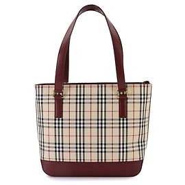 mala Burberry Nova Check Bege Bordeaux