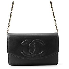 Chanel Black Chain Shoulder Wallet Black
