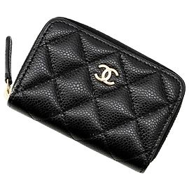 Monedero con cremallera Chanel Classic Negro Dorado