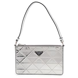mala Prada em couro metalizado Prata