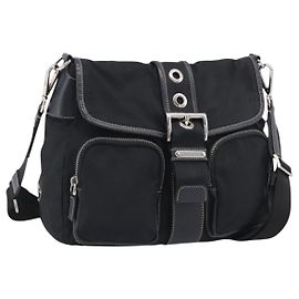 Prada Messenger Tessuto com Bolso Duplo Medium Preto