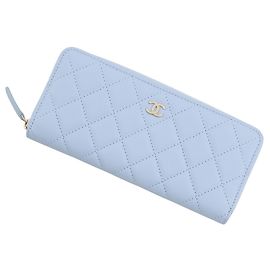 Chanel Matelassé Long Wallet in Light Blue Light blue