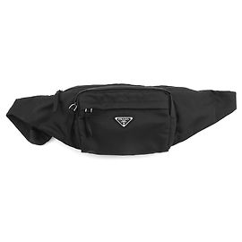 Borsa a tracolla Prada in nylon nero con triangolo Nero