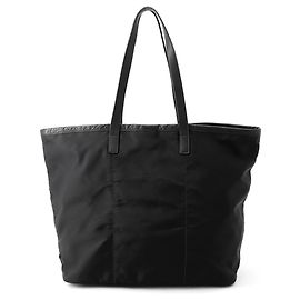 Borsa Tote Prada in nylon nero e pelle Nero