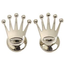 Autre Marque Gemelos Rolex Crown A1019 en oro blanco 18K Plata