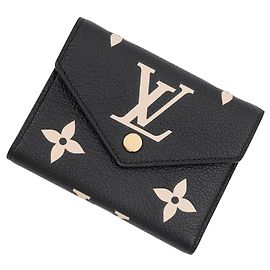 Carteira Tri-fold Louis Vuitton em Cream e Noir Preto Cru