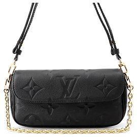 Louis Vuitton Monogram Empreinte Chain Shoulder Wallet Black