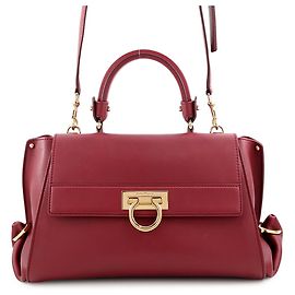 Salvatore Ferragamo Gancini Leather Handbag Dark red