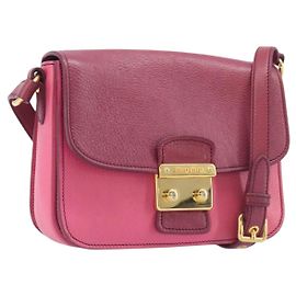 Miu Miu Madras Shoulder Leather Rosa
