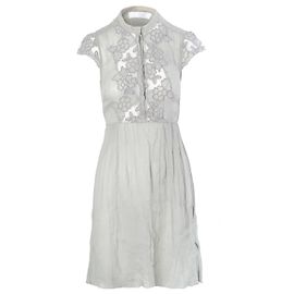 Autre Marque Vestido Kristina Ti Sage Grey em algodão e seda bordados Outro