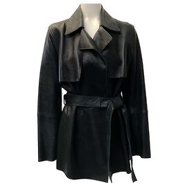 Autre Marque Fleurette Black Metallic Leather Wrap Jacket Black