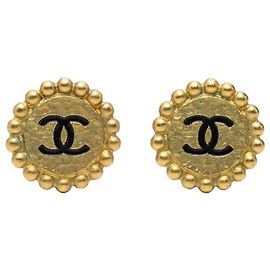 Boucles d'oreilles clips rondes Chanel CC plaquées or Doré