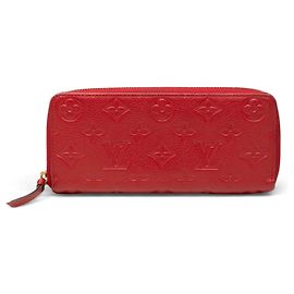 Louis Vuitton Monogram Empreinte Clemence Lange Geldbörse Rot Rot