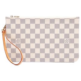 Louis Vuitton Damier Azur Neverfull MM Pouch weiß Weiß