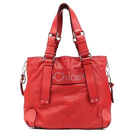 Chloé Red Leather Studded Logo Patsy Tote Bag Red