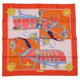 Hermès Hermes Stole Carre 90 Harnais De Cour 2017 Twilly Multicolore D'oro