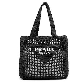 Borsa in rafia Prada bianca e nera Nero Bianco