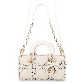 Christian Dior Lady D-Joy Cannage Small Handbag White Blue