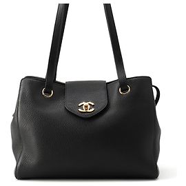 Sac cabas Chanel en cuir de veau noir Noir