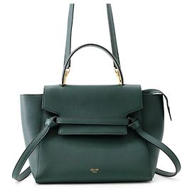 Céline Celine Bolsa de mão Belt Bag Micro em couro Verde Verde