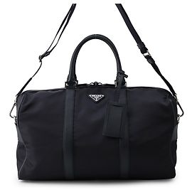 Bolsa Boston Prada Triangle Nylon Leather Azul marinho