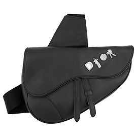 Christian Dior Black Leather Saddle Bag Black